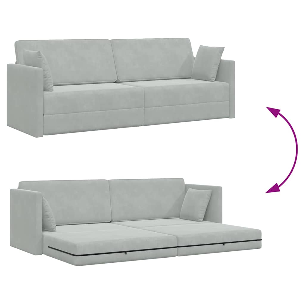 Floor Sofa Bed Light grey 213 x 76 x 77 cm Velvet