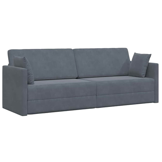 Floor Sofa Bed Dark Grey 213 x 76 x 77 cm Velvet
