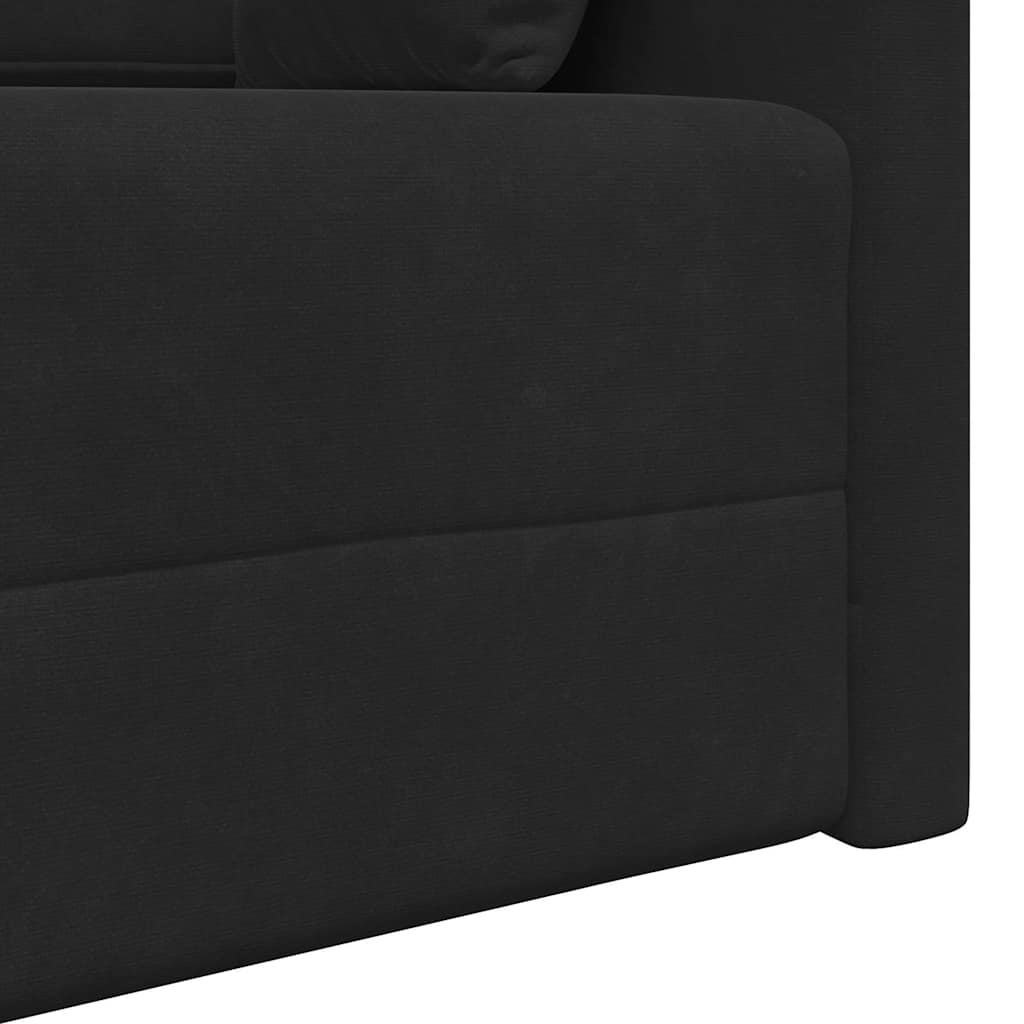 Floor Sofa Bed Black 213 x 76 x 77 cm Velvet