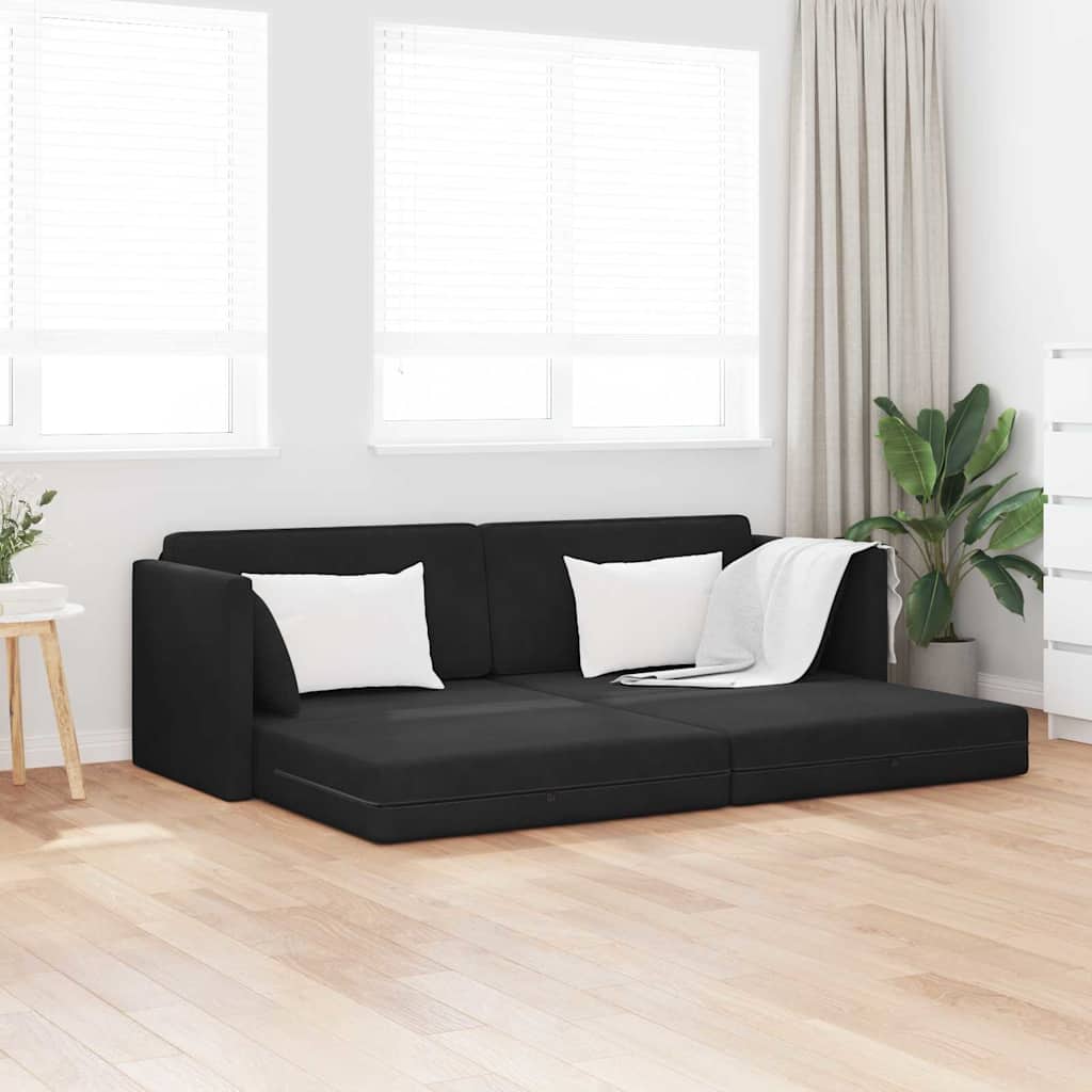 Floor Sofa Bed Black 213 x 76 x 77 cm Velvet