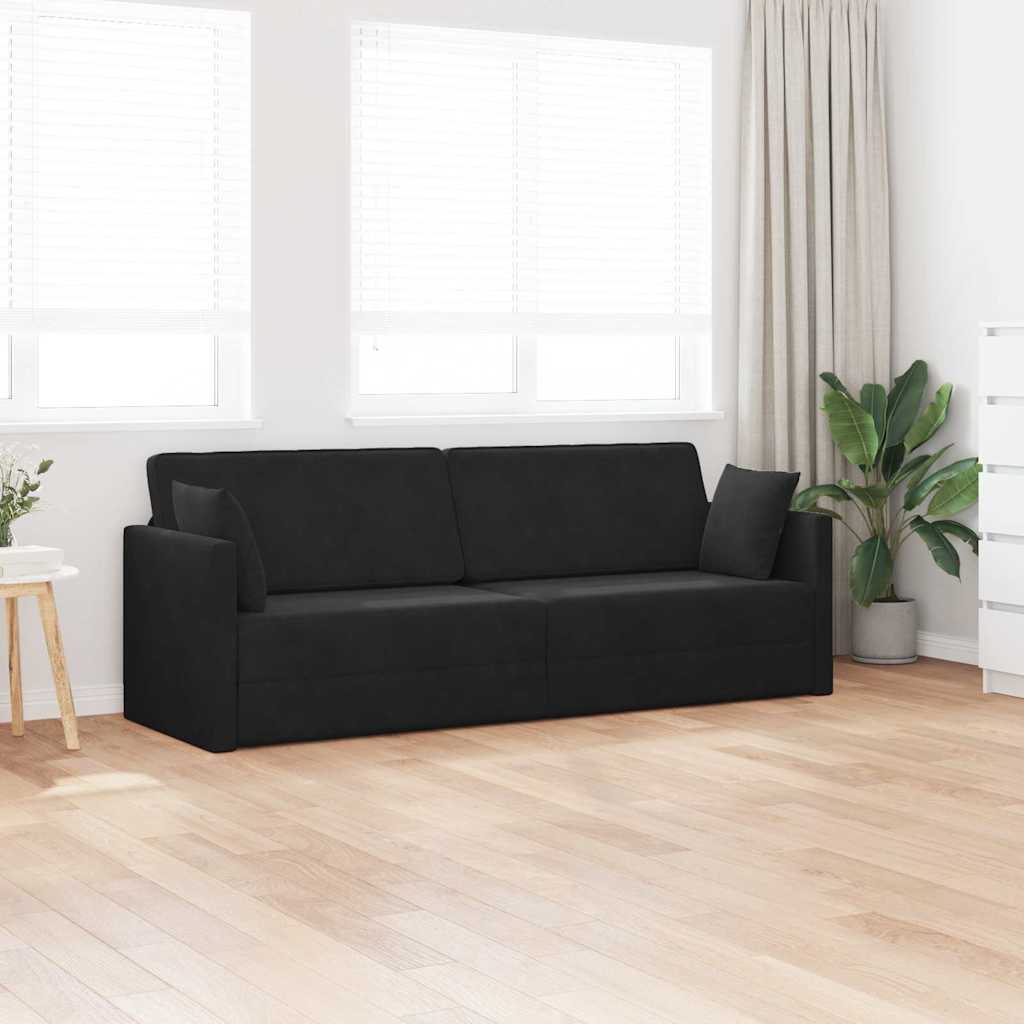 Floor Sofa Bed Black 213 x 76 x 77 cm Velvet