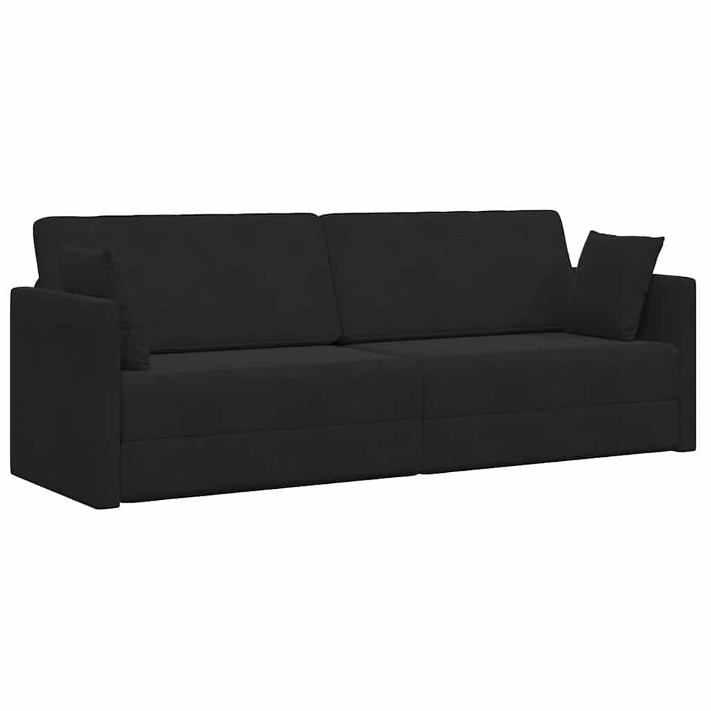 Floor Sofa Bed Black 213 x 76 x 77 cm Velvet