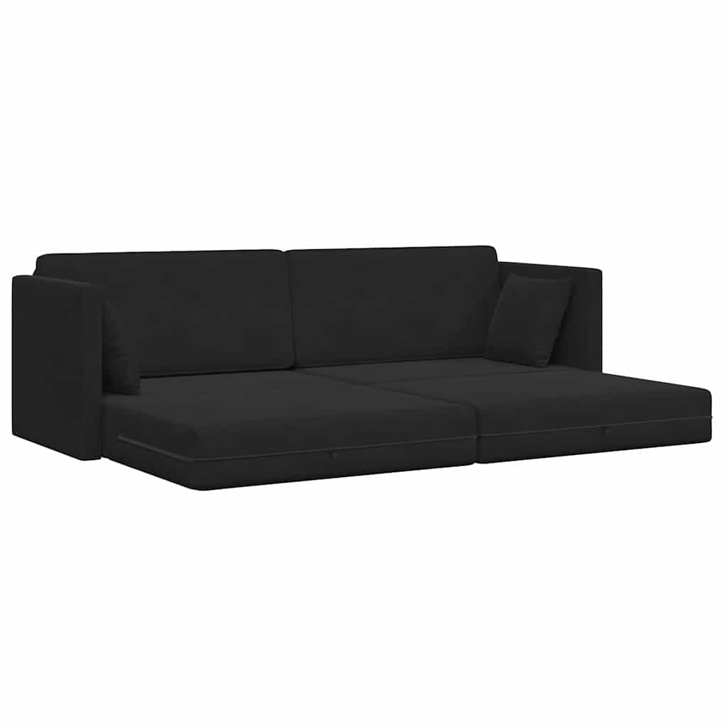 Floor Sofa Bed Black 213 x 76 x 77 cm Velvet