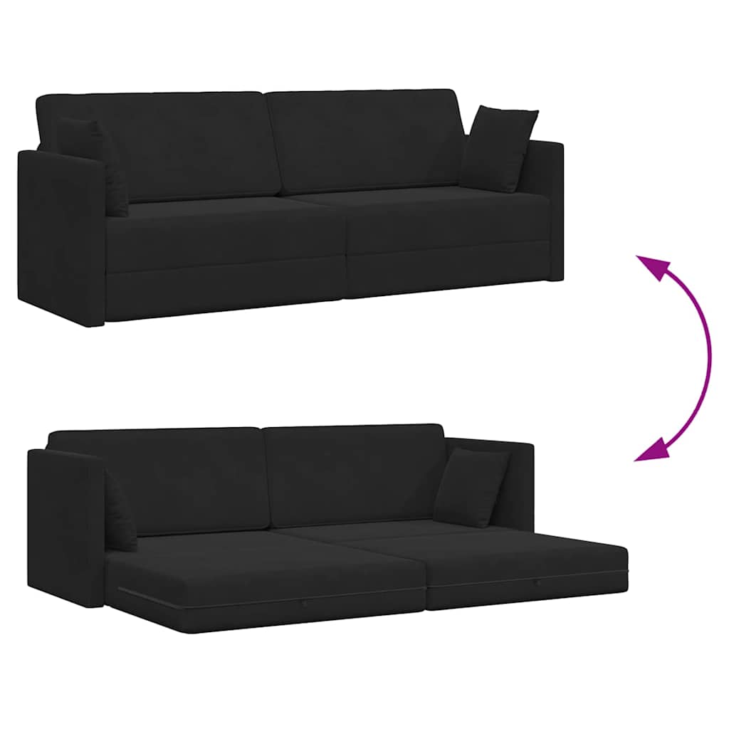 Floor Sofa Bed Black 213 x 76 x 77 cm Velvet