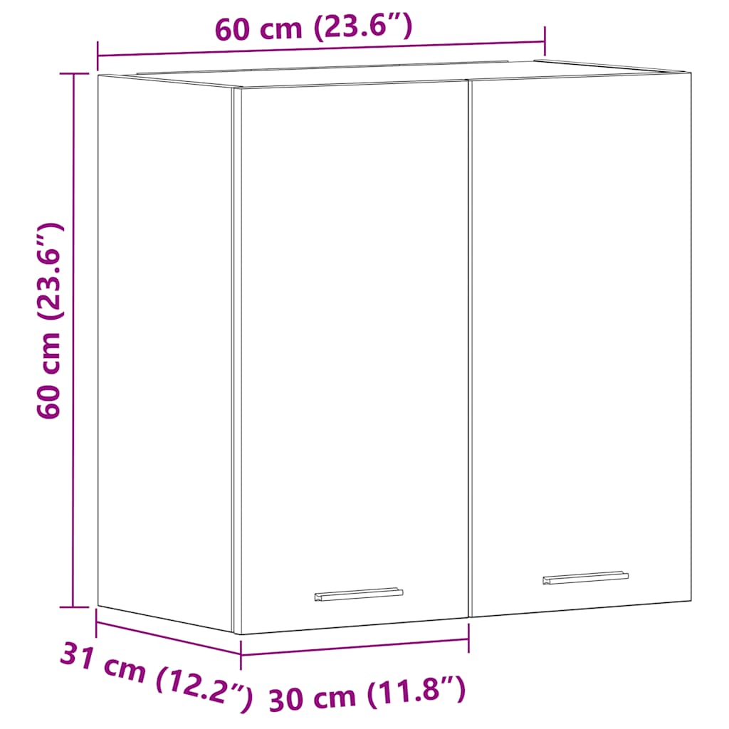 Kitchen Wall Cabinet Lyon Old Wood 60x31x60 cm Engineered Wood