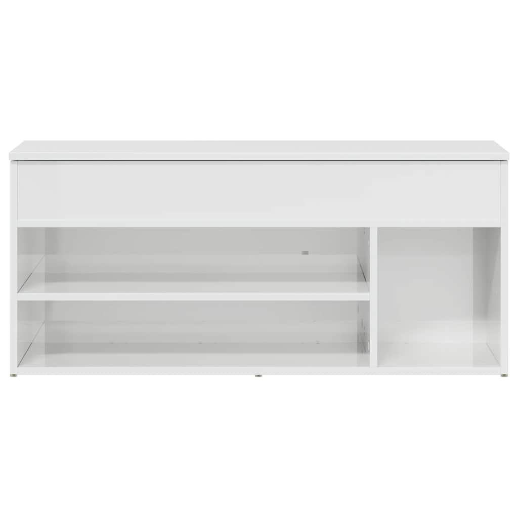 Shoe Bench High Gloss White 102x30.5x45 cm Engineered Wood