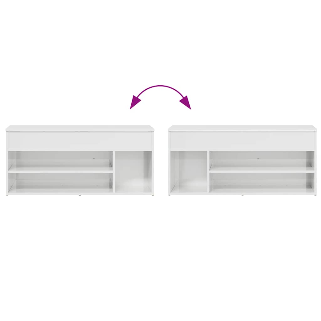Shoe Bench High Gloss White 102x30.5x45 cm Engineered Wood