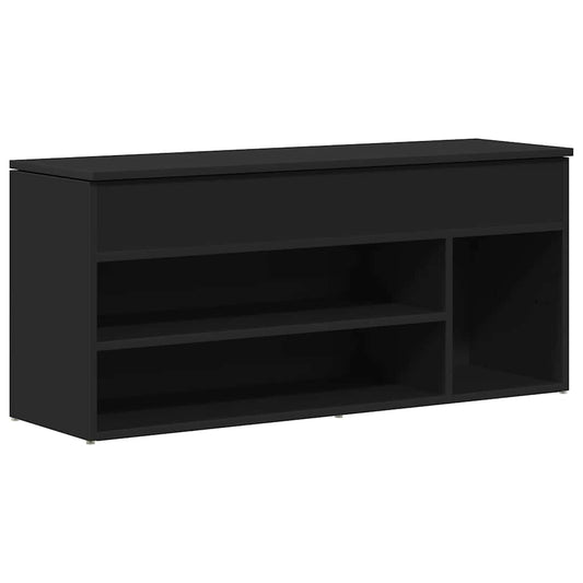 Shoe Bench Black 102x30.5x45 cm Engineered Wood