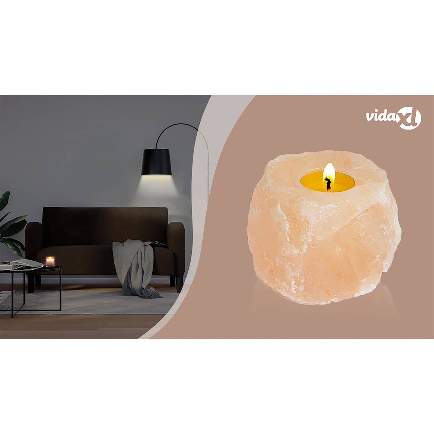 Salt Stone Tealight Holders Pink Rock Salt