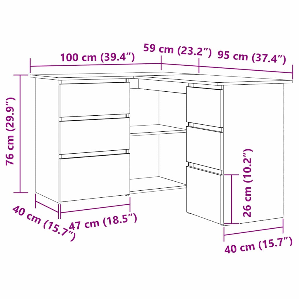 Desk Black Oak Engineered Wood 145 x 100 x 76 cm