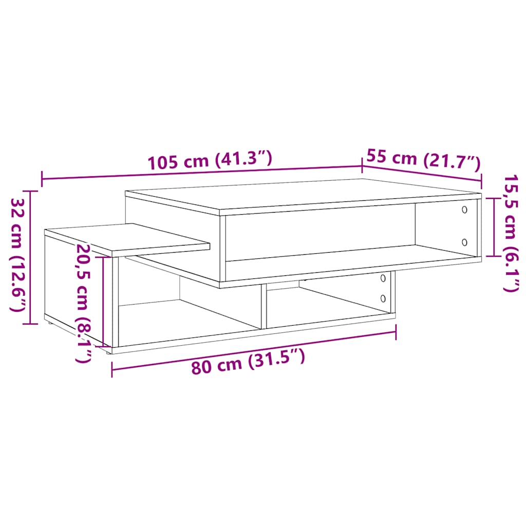 Coffee Table Black Oak 105x55x32 cm Engineered Wood