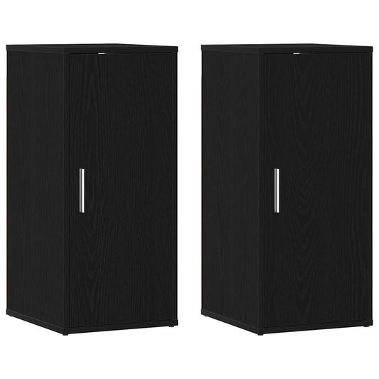 Shoe Cabinets 2 pcs Black Oak 32x35x70 cm Engineered Wood