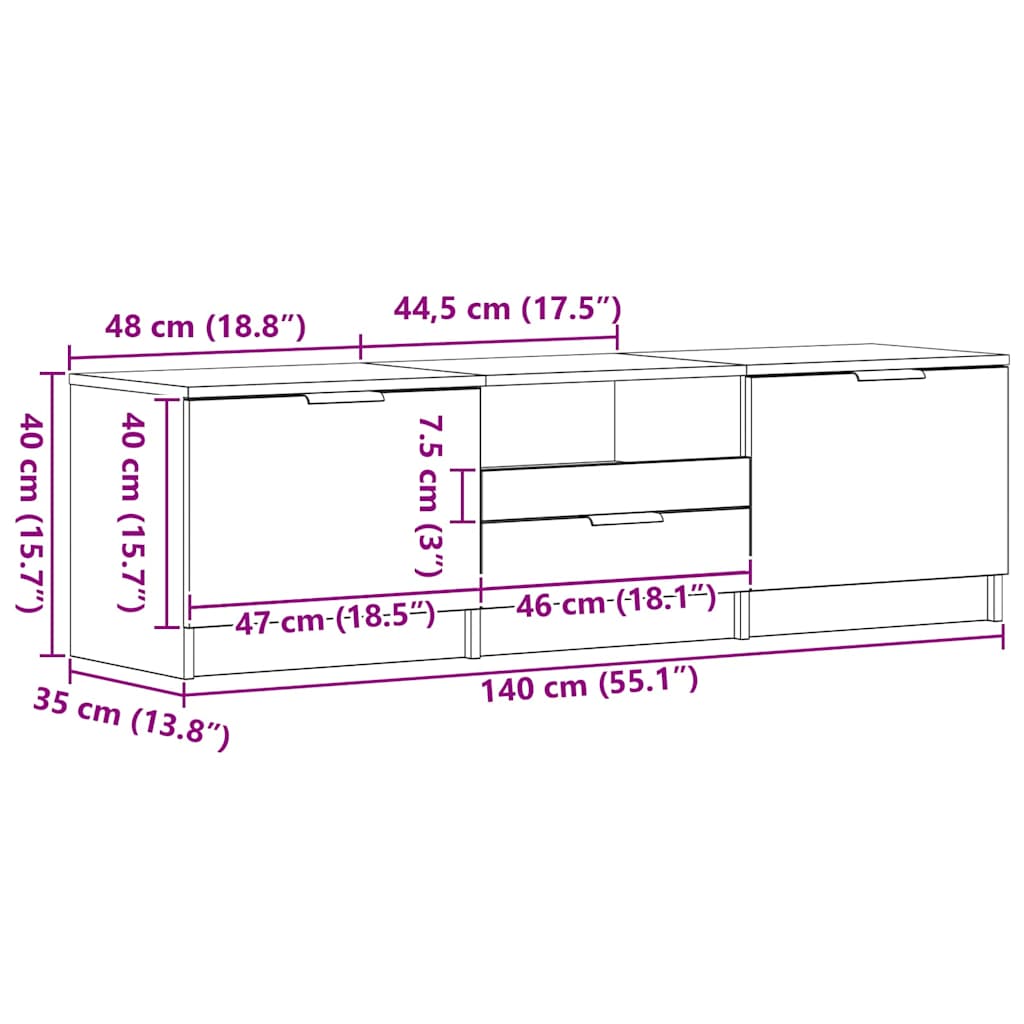 TV Cabinet 140 x 35 x 40 cm Engineered Wood
