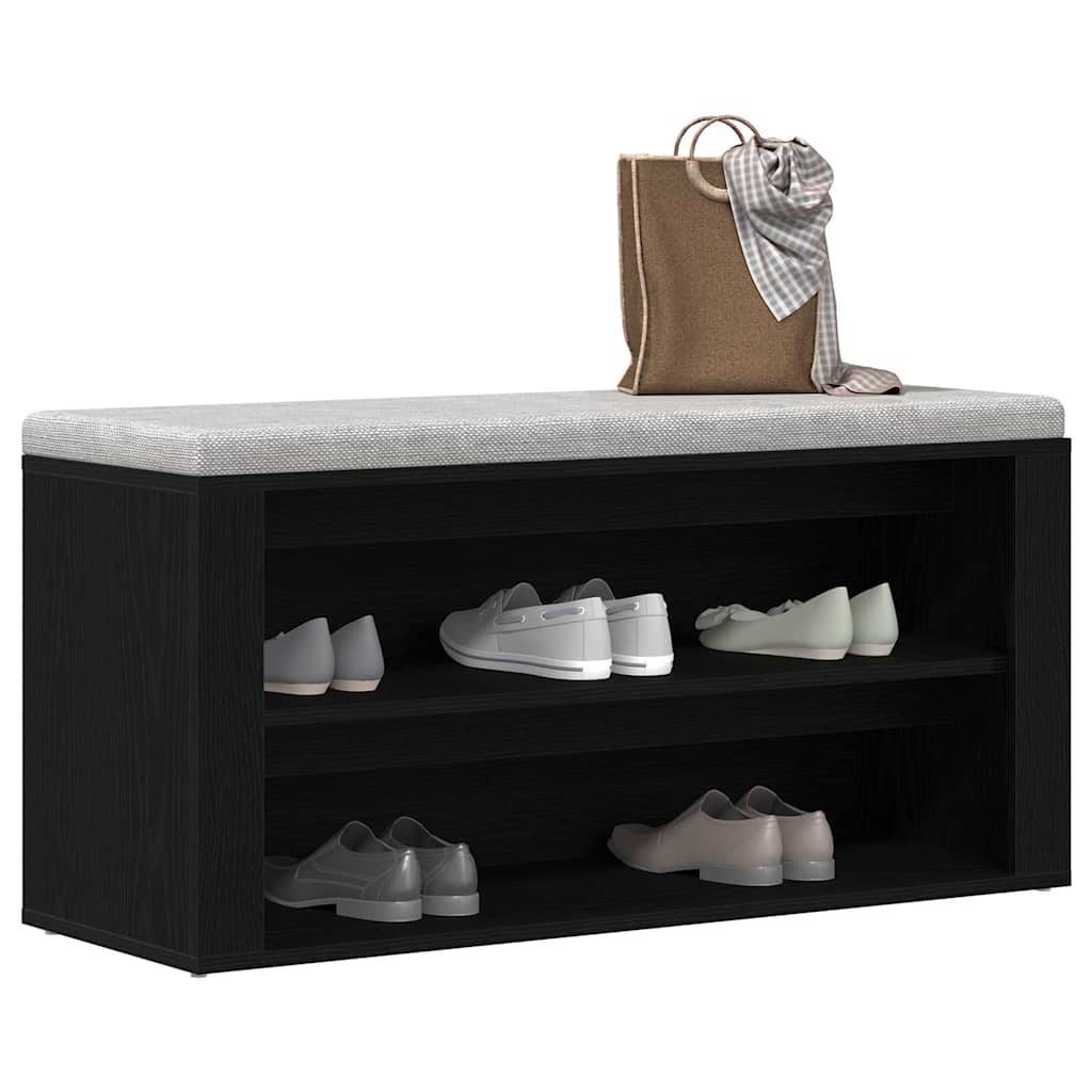 Shoe Bench Black Oak 100x35x45 cm Engineered Wood