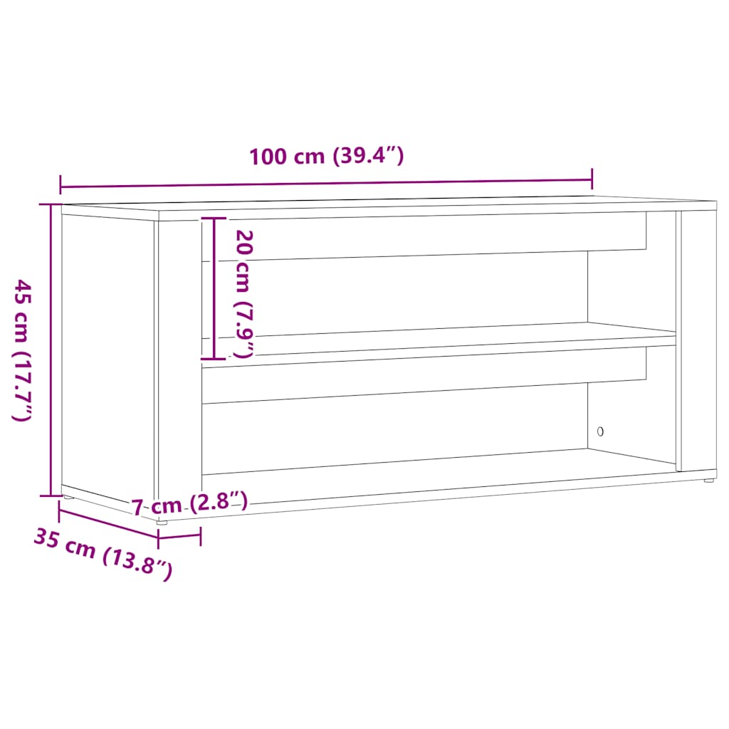 Shoe Bench Black Oak 100x35x45 cm Engineered Wood