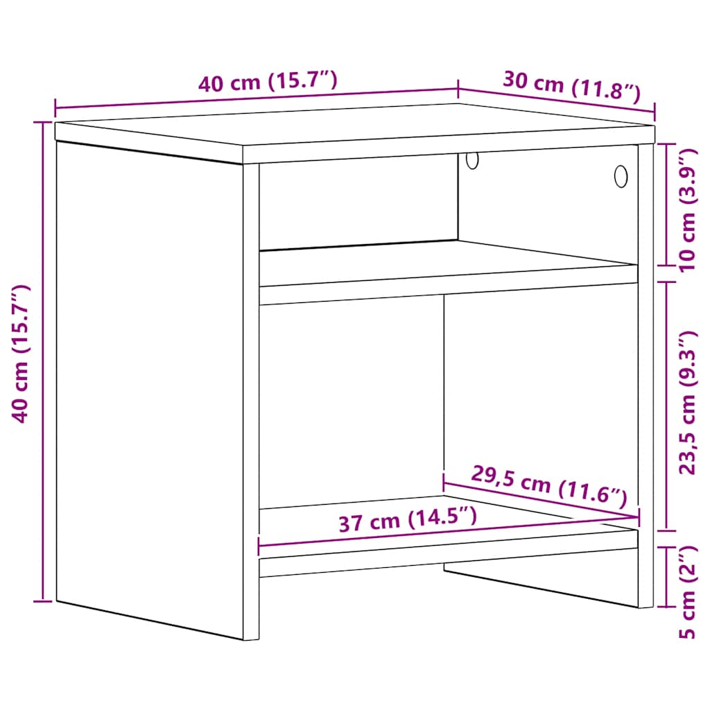 Bedside Cabinet Black Oak 40x30x40 cm Engineered Wood
