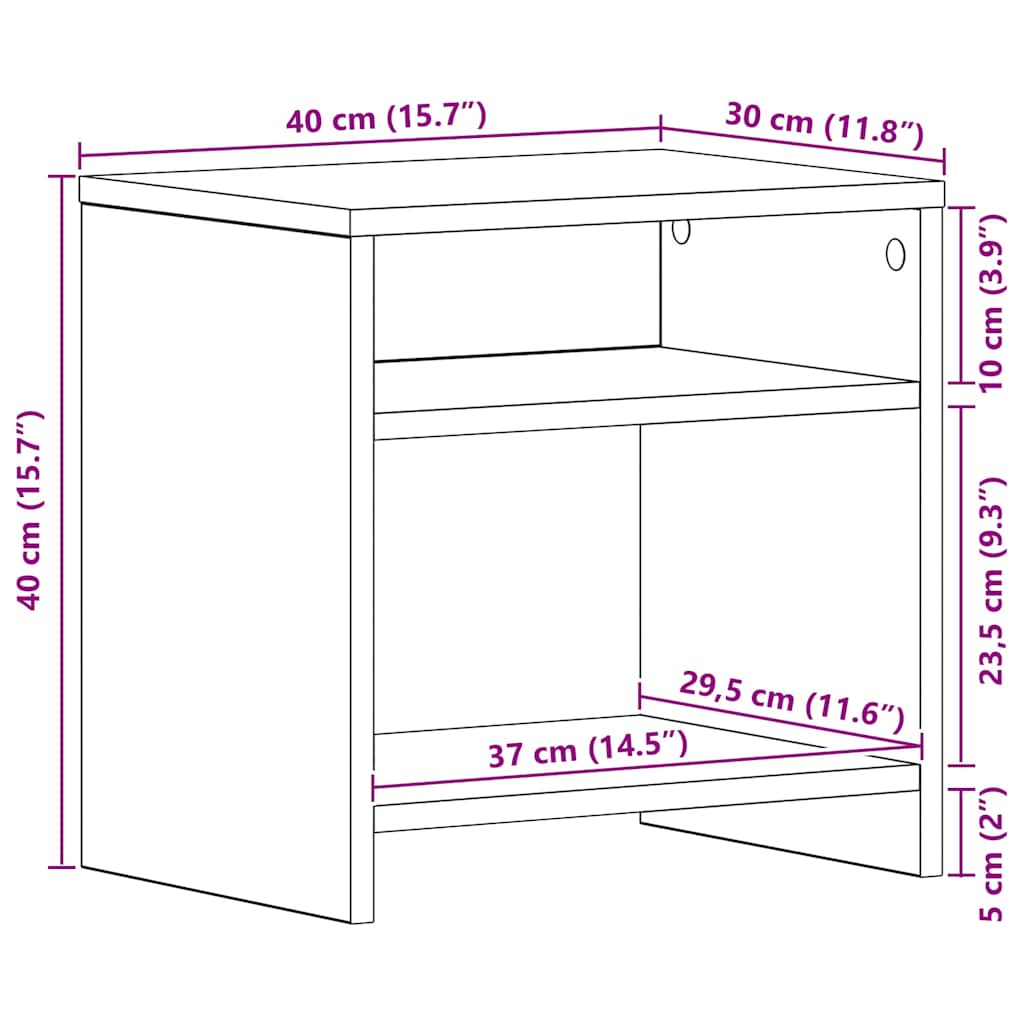 Bedside Cabinets 2 pcs Black Oak 40x30x40 cm Engineered Wood