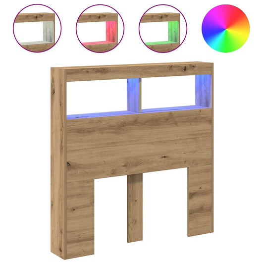 Headboard Cabinet with LED Artisan Oak 100x17x102 cm
