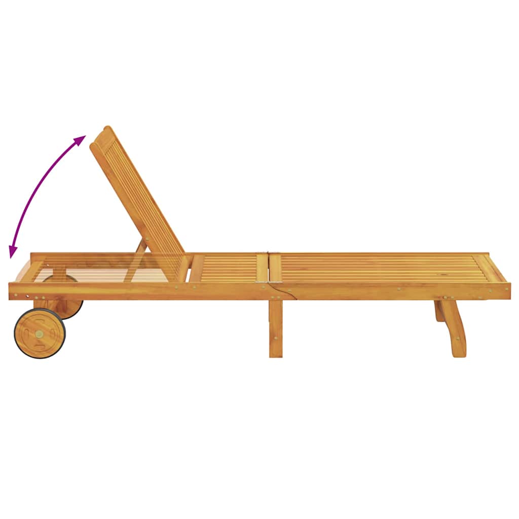 Sun Lounger Reclining Brown 199 x 63 x 85 cm Solid Acacia Wood