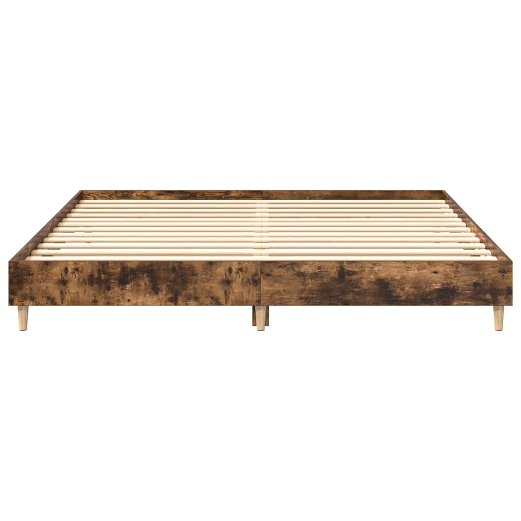 Bed Frame No Mattress Smoked Oak 200x200 cm Engineered Wood