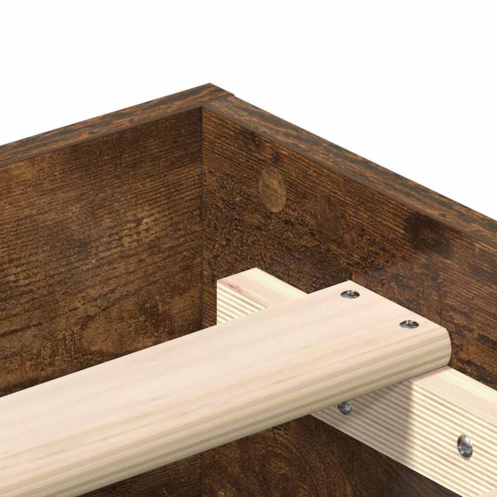 Bed Frame No Mattress Smoked Oak 200x200 cm Engineered Wood