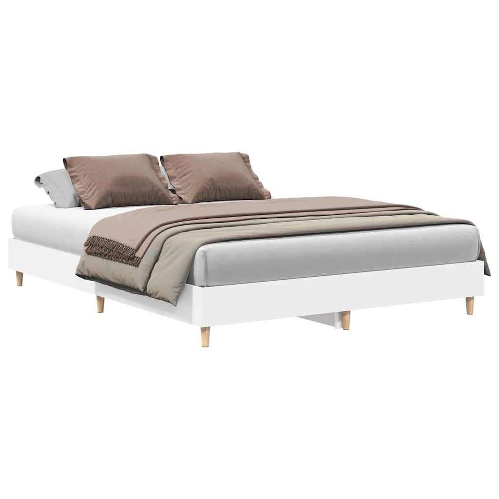 Bed Frame No Mattress White 150x200 cm King Size Engineered Wood