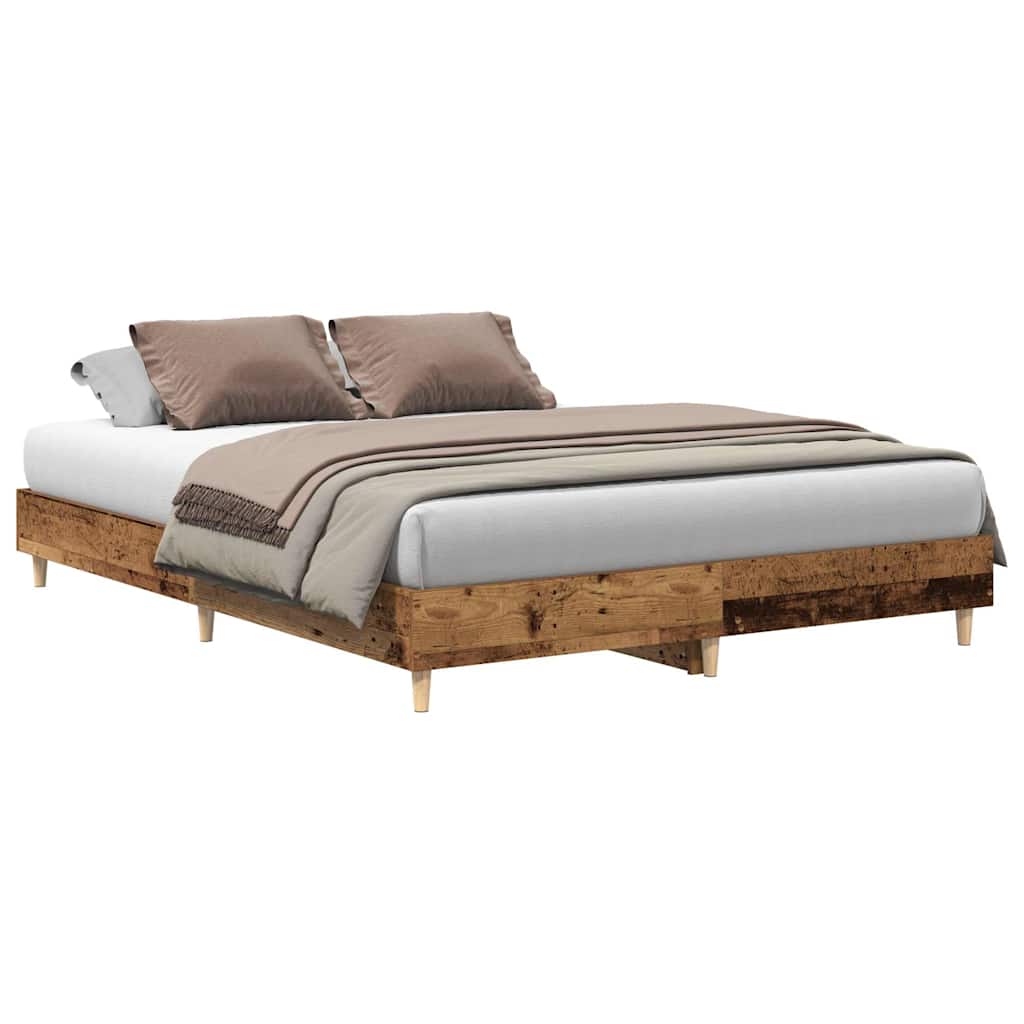 Bed Frame No Mattress Old Wood 150x200 cm King Size Engineered Wood