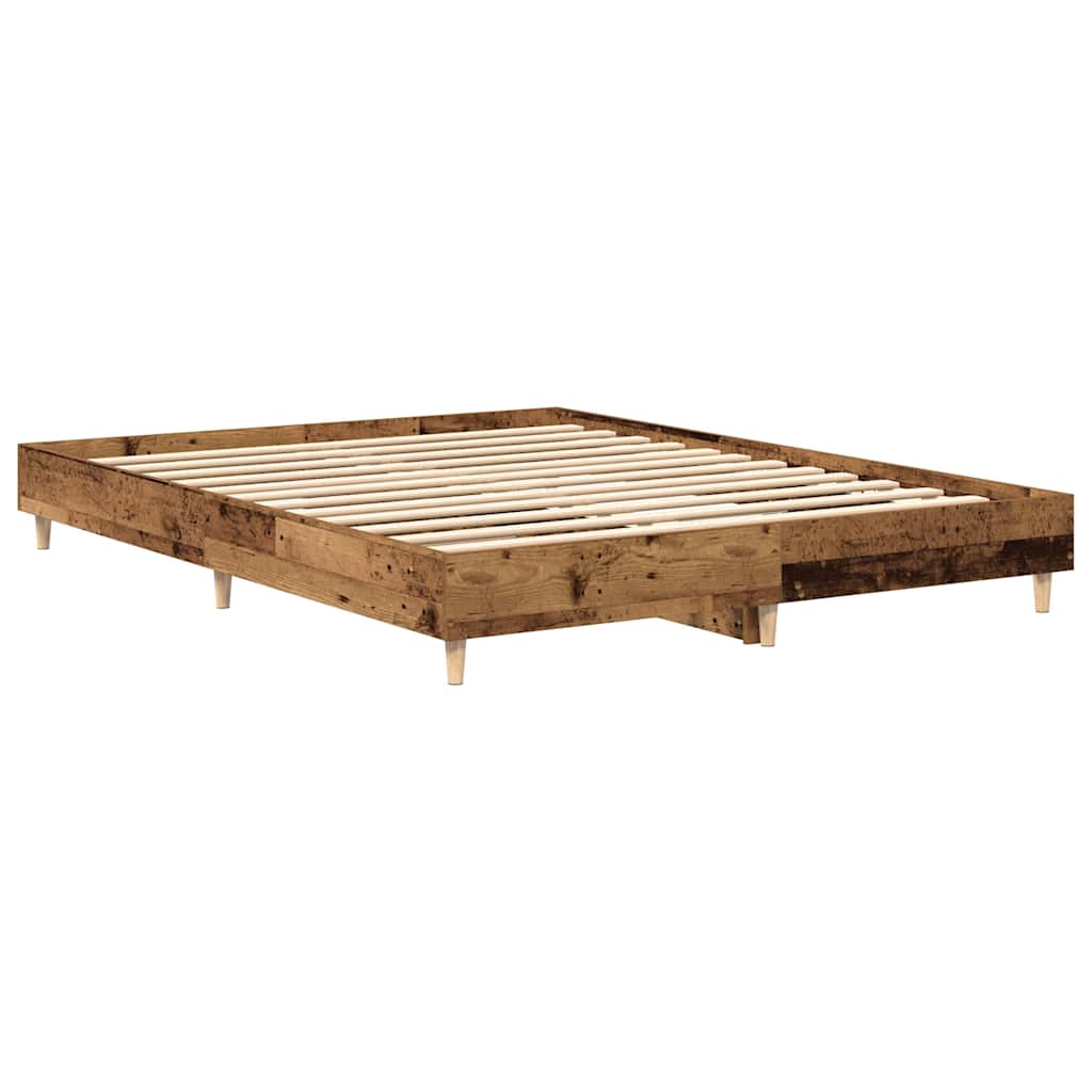 Bed Frame No Mattress Old Wood 150x200 cm King Size Engineered Wood