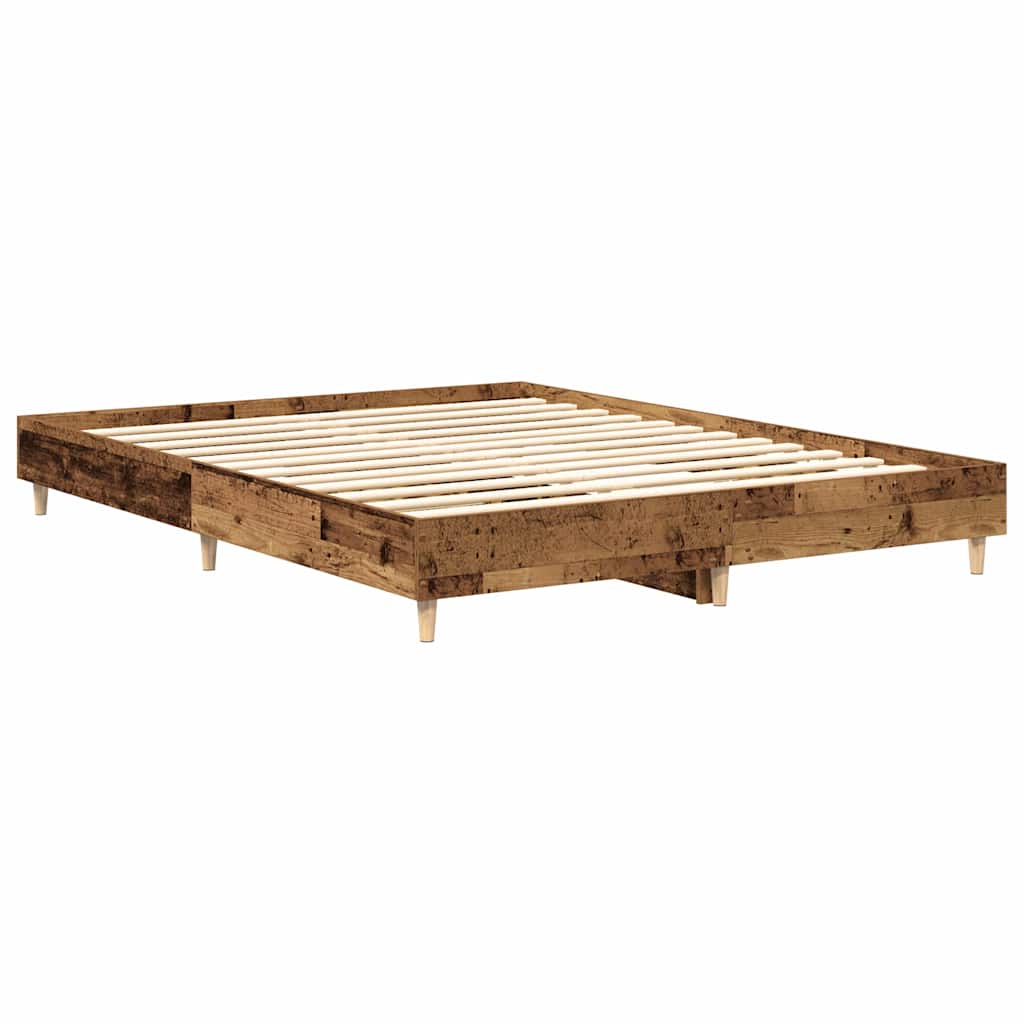 Bed Frame No Mattress Old Wood 150x200 cm King Size Engineered Wood