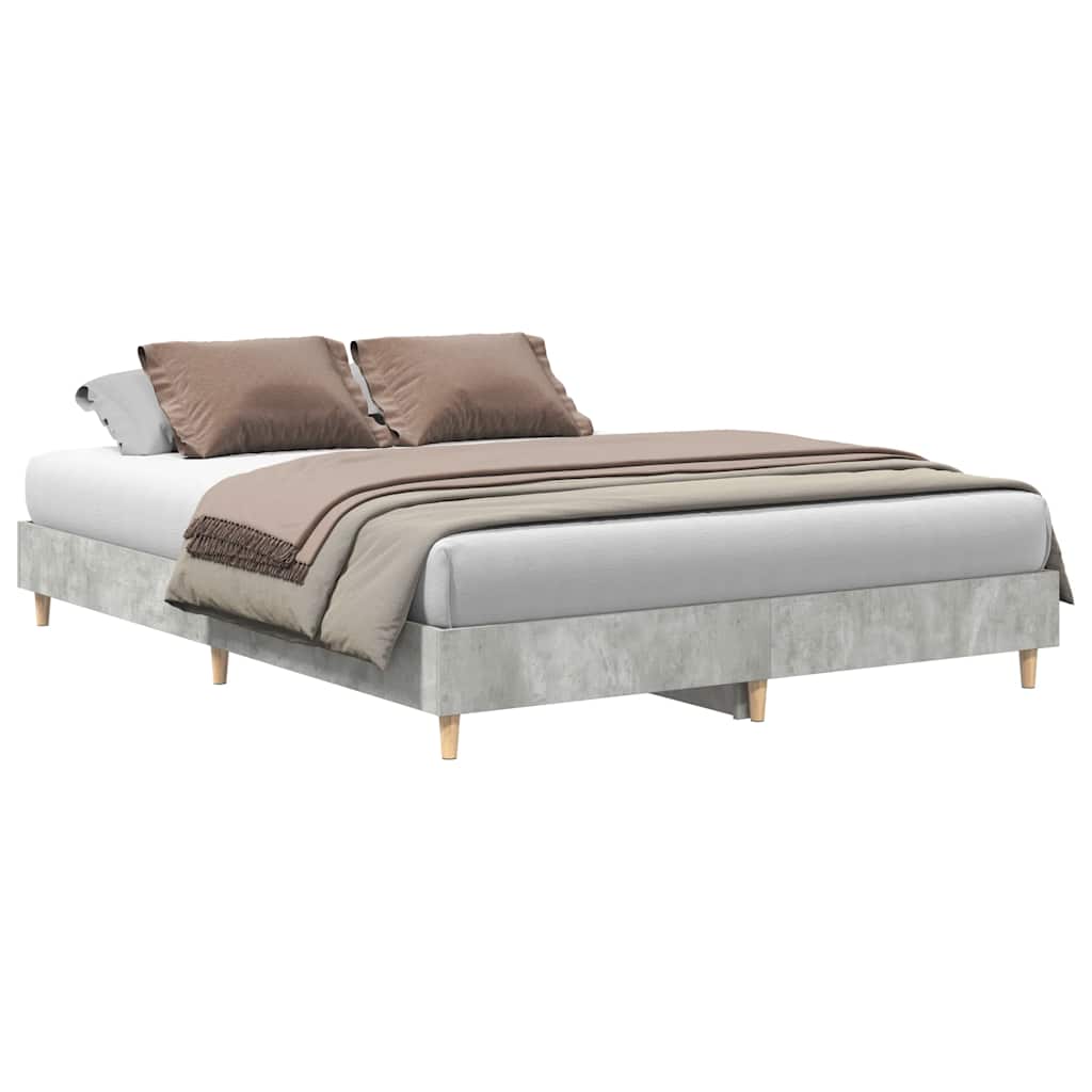Bed Frame No Mattress Concrete Grey 140x200 cm Engineered Wood