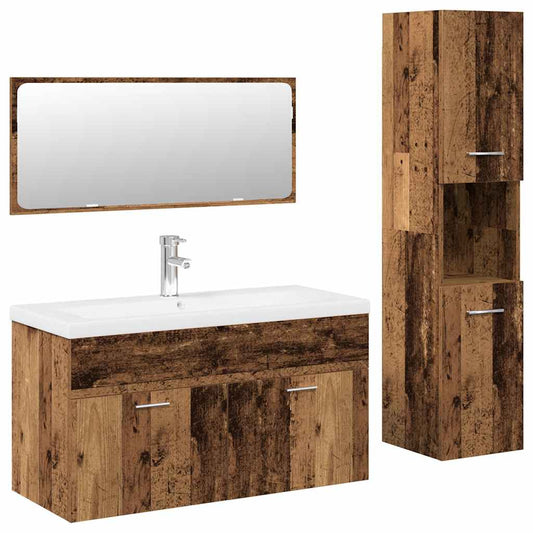 4 Piece Bathroom Furniture Set Old Wood Engineered Wood