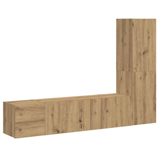 3 Piece Wall-mounted TV Cabinet Set Artisan Oak Engineered Wood