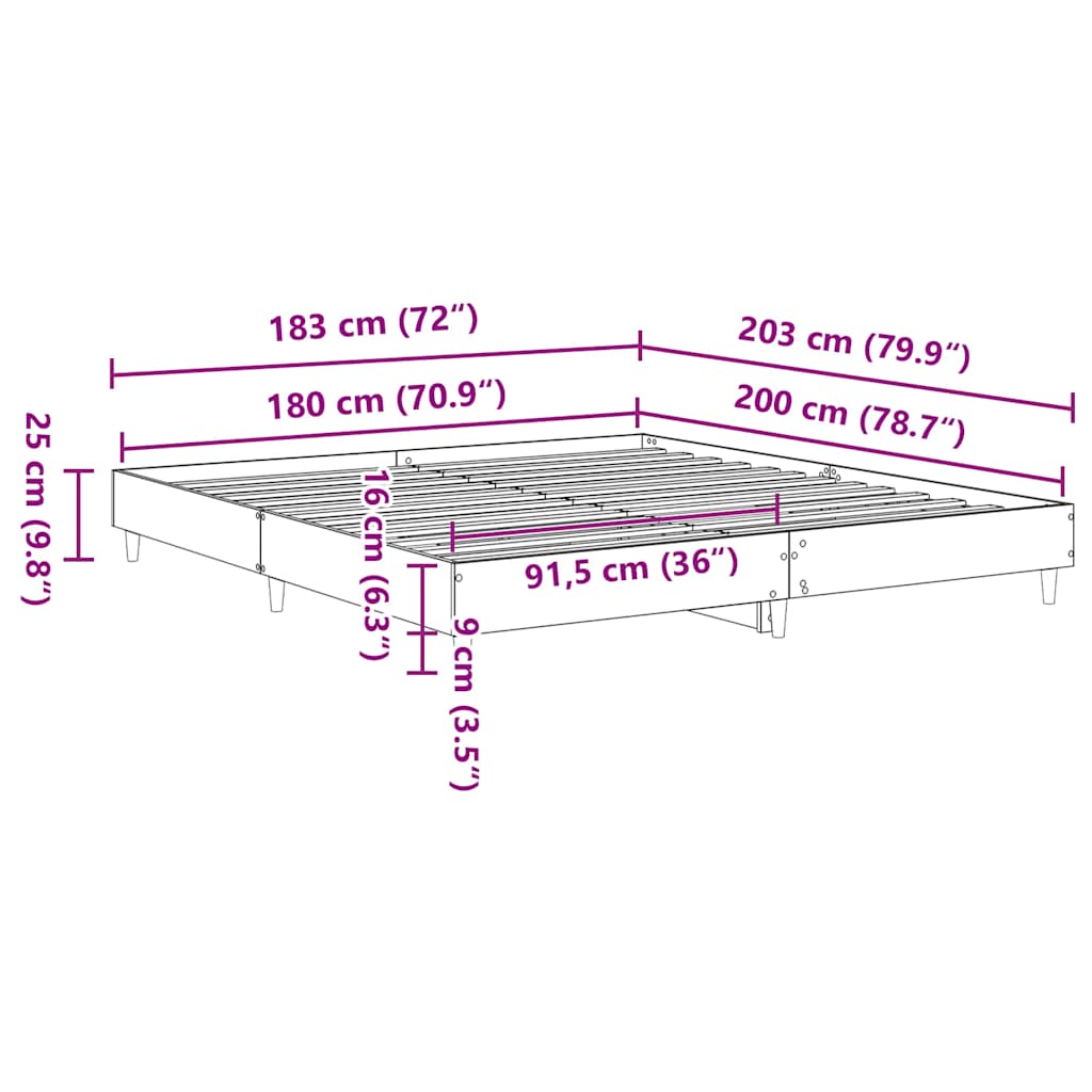 Bed Frame | Artisan Oak | Engineered Wood, Solid Pine Wood, Plywood