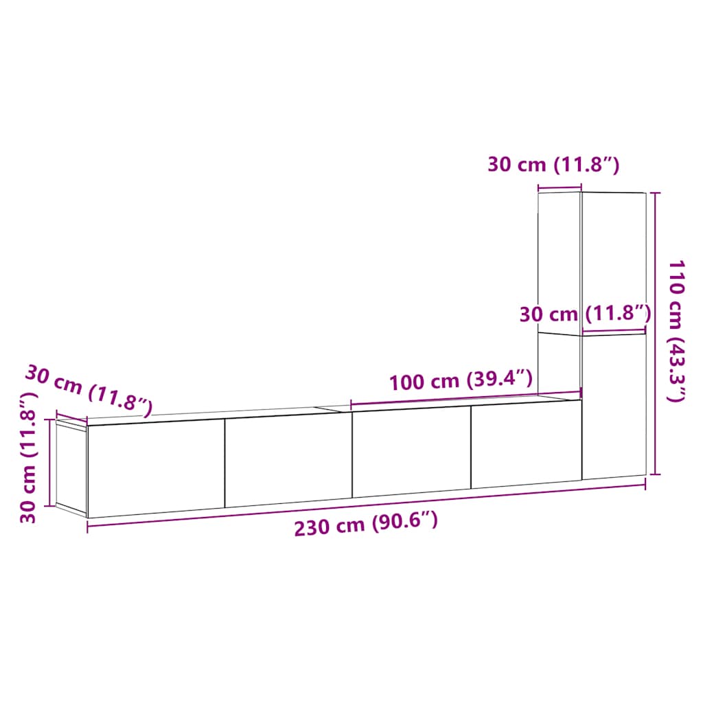 3 Piece Wall-mounted TV Cabinet Set Artisan Oak Engineered Wood
