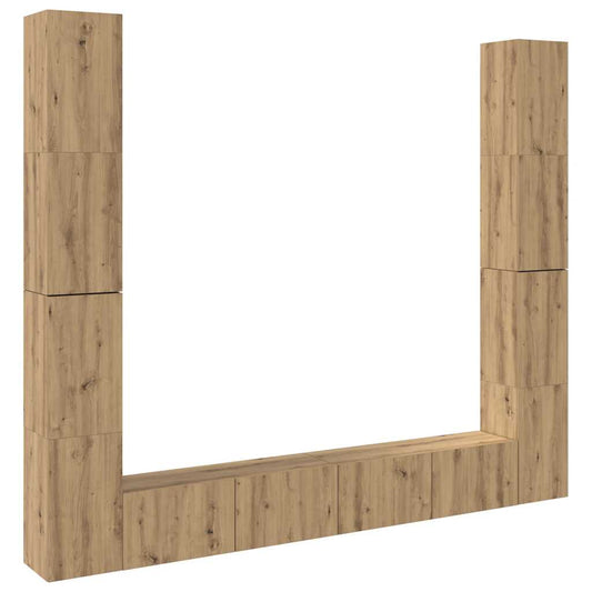 6 Piece Wall-mounted TV Cabinet Set Artisan Oak Engineered Wood