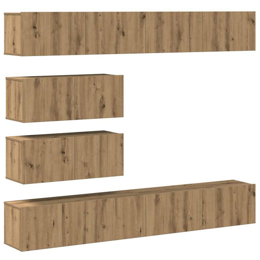 6 Piece TV Cabinet Set Wall-mounted Artisan Oak Engineered Wood
