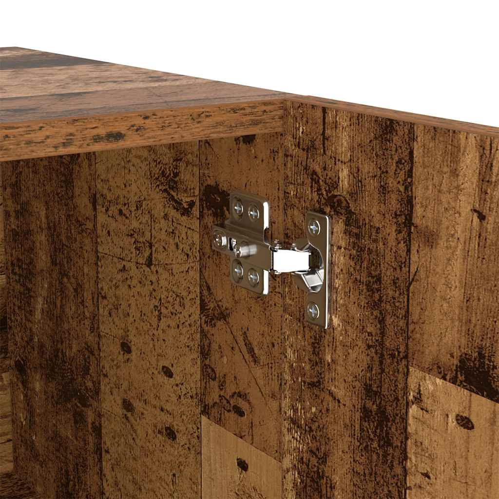 TV Cabinet with LED Lights Old Wood 200x35x40 cm Engineered Wood