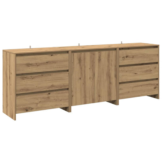 3 Piece Sideboard Artisan Oak Engineered Wood