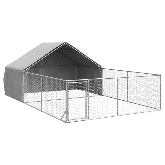 Outdoor Dog Kennel with Run 6x3x1.9 m Galvanised Steel