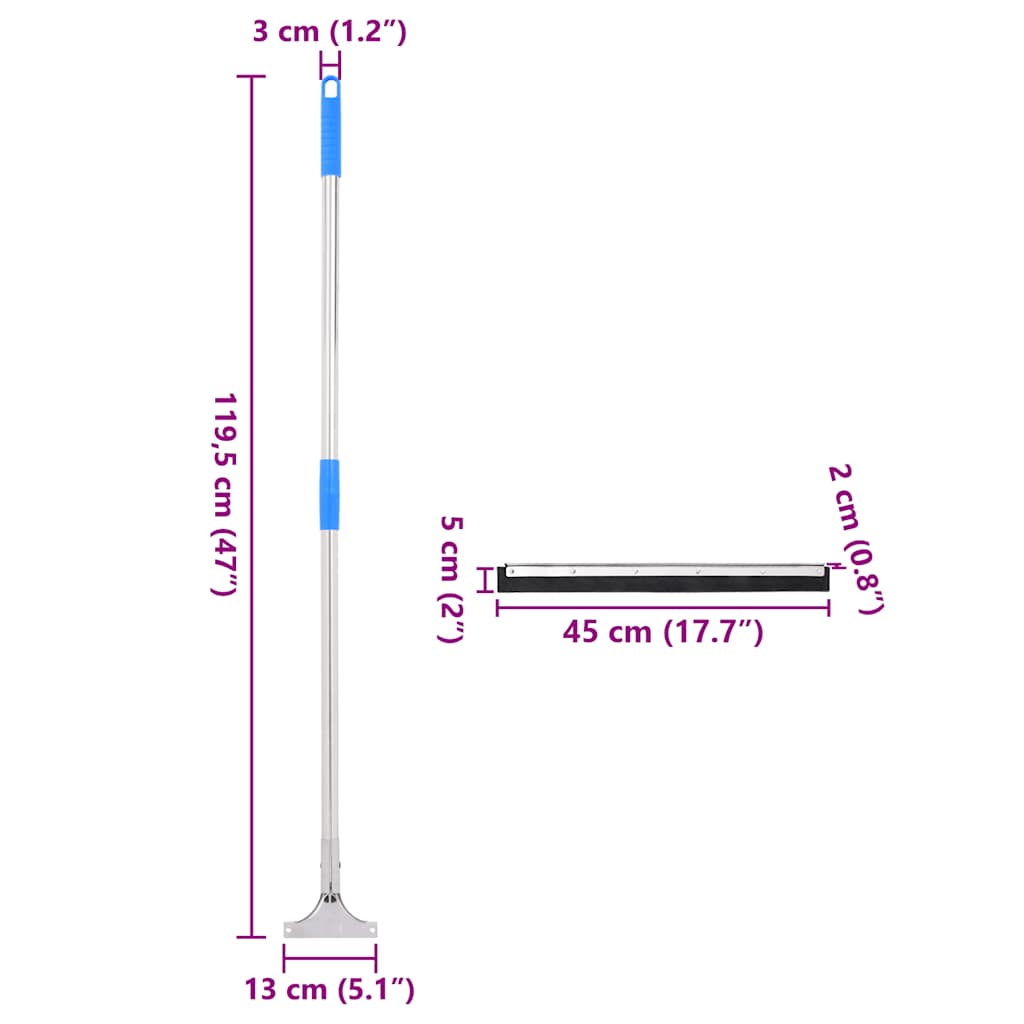 Floor Squeegee 45x122.5 cm Steel and Rubber