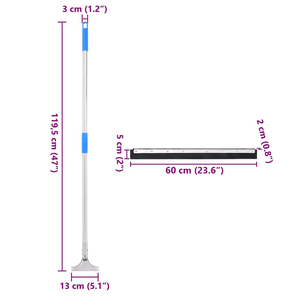 Floor Squeegee 60 x 122.5 cm Steel and Rubber