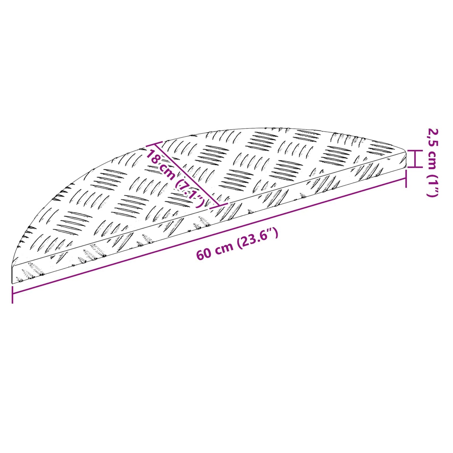 Stair Tread 5 pcs 60 x 18 x 2.5 cm Silver Aluminium Crescent
