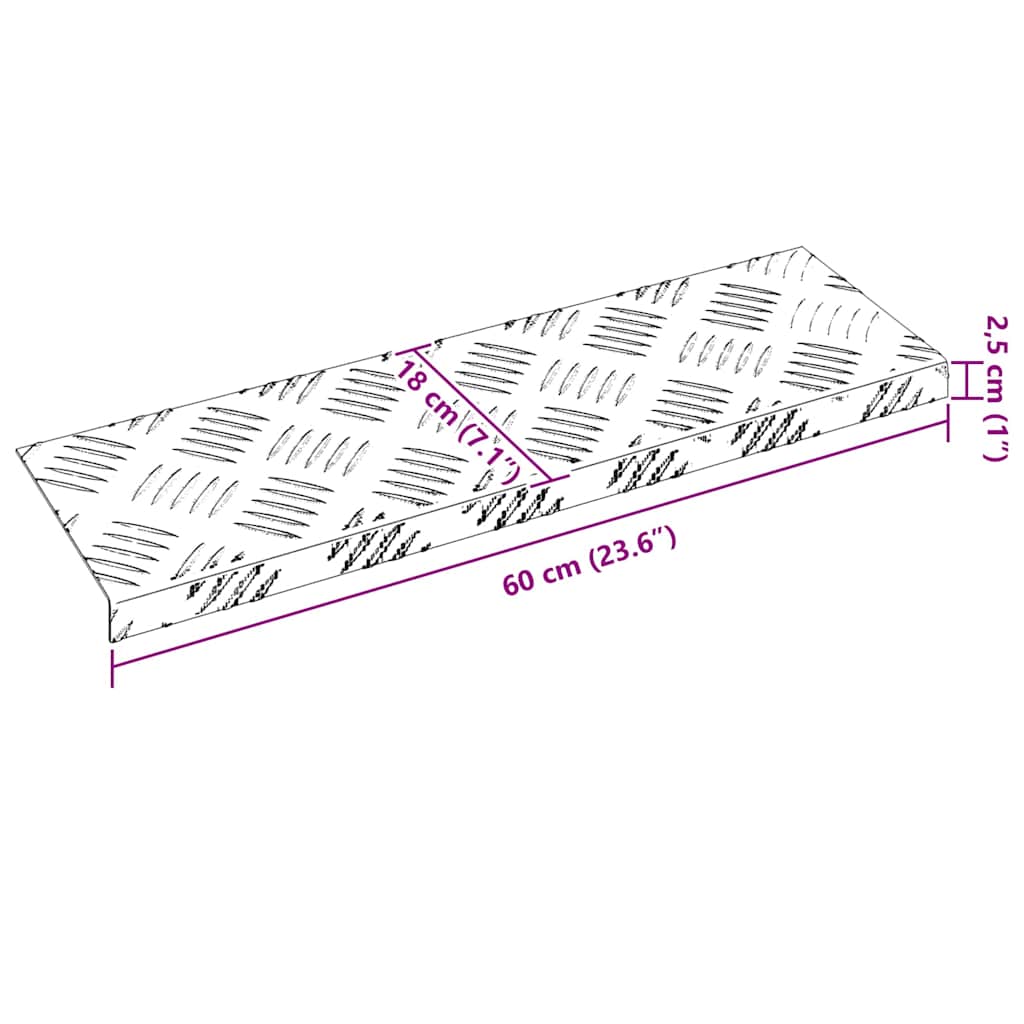 Stair Tread 10 pcs 60 x 18 x 2.5 cm Silver Aluminium