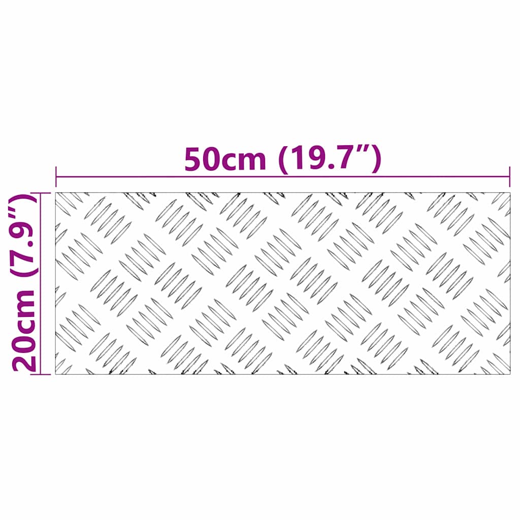 Stair Tread 2 pcs 50 x 20 cm Silver Aluminium Rectangular