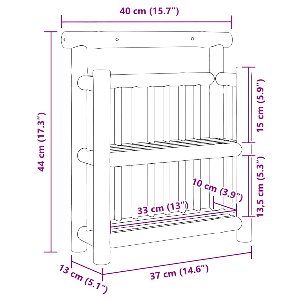 Wall Shelf Wall-Mounted Natural 40 x 13 x 44 cm Bamboo