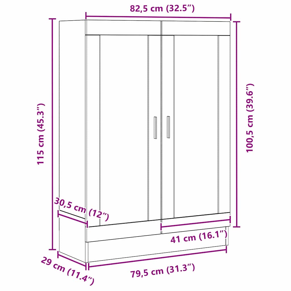 Book Cabinet 3-Tier 82.5 x 30.5 x 115 cm Engineered Wood