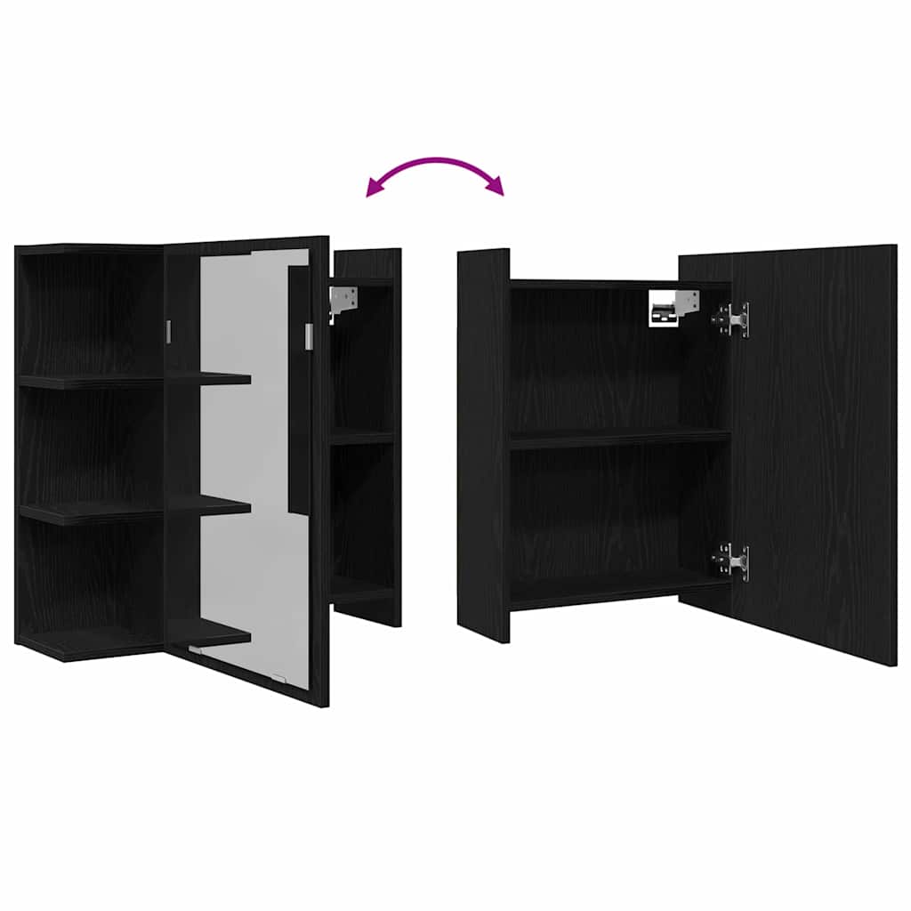 Bathroom Mirror Cabinet Black Oak 62.5 x 20.5 x 64 cm