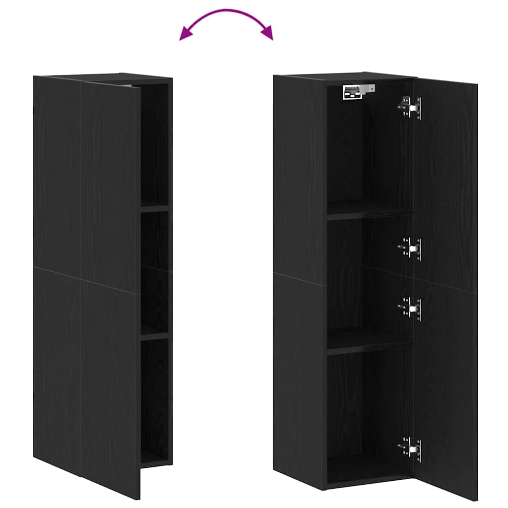 Wall TV Cabinet 30.5 x 30 x 110 cm Black Oak Engineered Wood