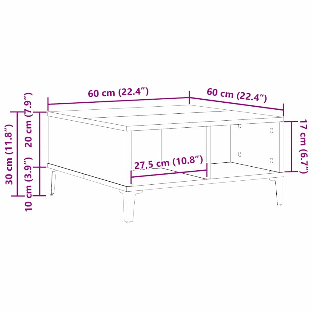 Coffee Table Artisan oak 60 x 60 x 30 cm Engineered wood