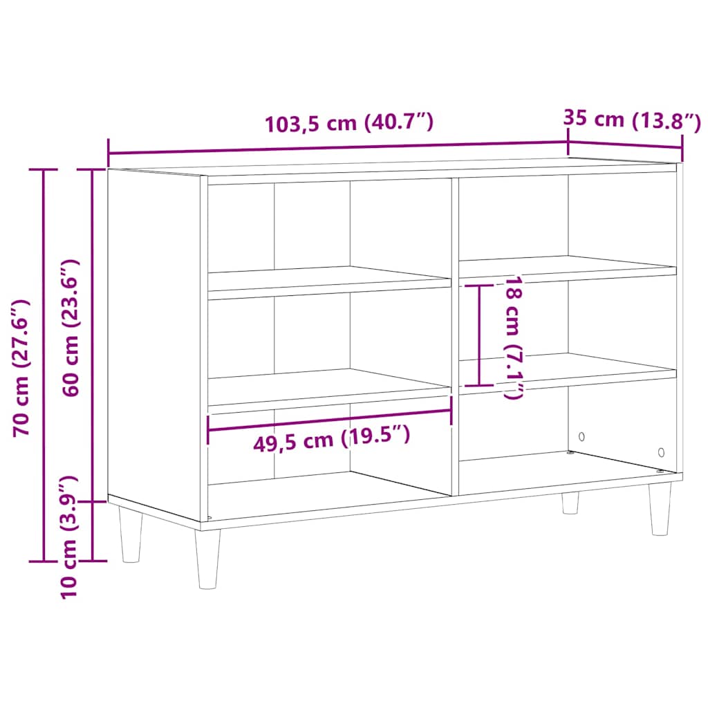 Sideboard 103.5 x 35 x 70 cm Engineered Wood Black Oak